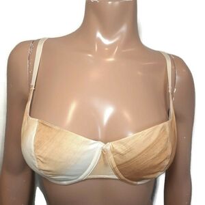 💙 AFTER EDEN Demi Ombre Striped Underwire Bra 36C Yellow Cream